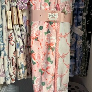 Pink Floral Fleece Throw Blanket by